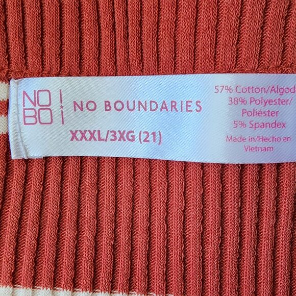 No Boundaries Rust Red Spiced Cider Ribbed Striped Button Down V Top Size3XL NWT - Picture 4 of 4